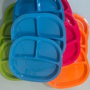 USAcrylic Colorful Divided Kids Plates | Plastic Sectioned Dinnerware Set